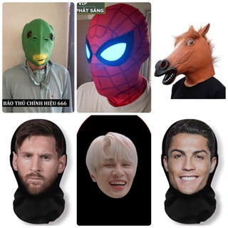 (HÀNG ĐẸP) Mặt nạ ếch xanh lá bằng silicon đội đầu hài hước troll mặt nạ đầu cá xanh hoá trang người nhện nháy mắt