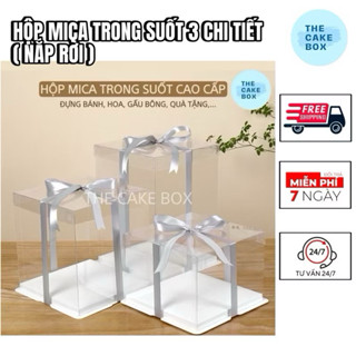 HỘP MICA TRONG SUỐT NẮP RỜI ĐỰNG BÁNH - HỘP 3 CHI TIẾT ĐỰNG BÁNH KEM - The Cake Box