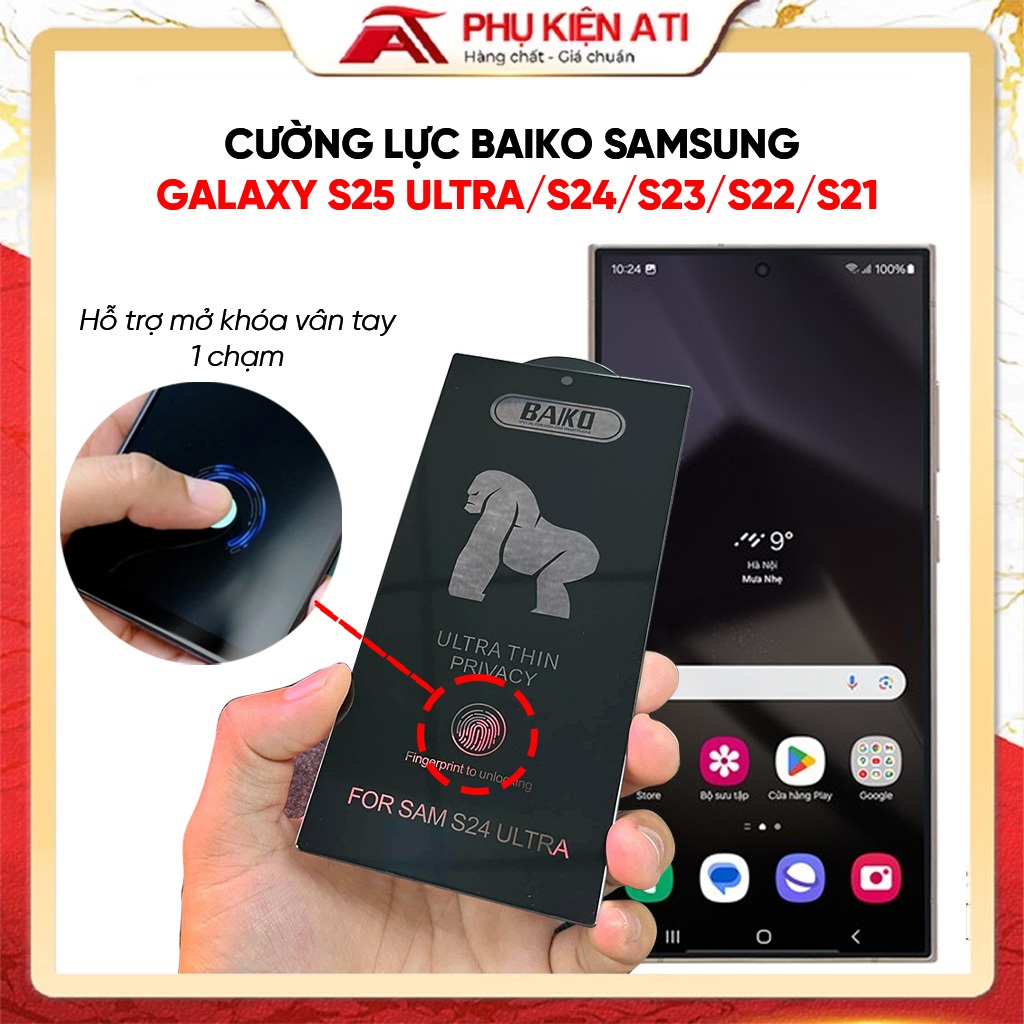 Cường lực Baiko Samsung S24 ultra S25 ultra S24 S24+ S21 S21+ S22 S22+ S23 S23+ S21+ S22+ S23+ có hỗ