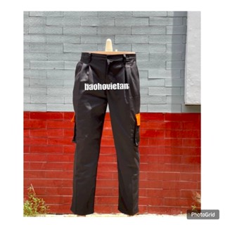 Quần kaki túi hộp đen phối cam bảo hộ lao động nam loại dày cho kỹ sư cơ khí, xây dựng,hóa dầu