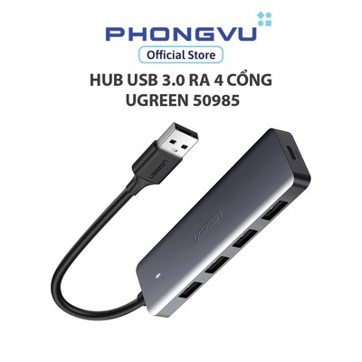 Hub USB 3.0 ra 4 cổng Ugreen 50985 (Xám) - Bảo hành 18 tháng