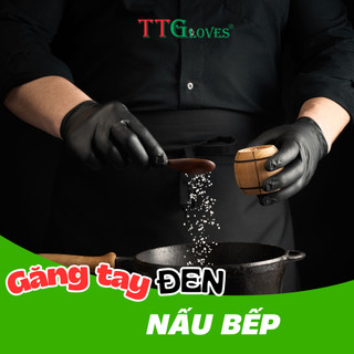 Găng Tay Thực Phẩm, Nấu Ăn Làm Bếp TTGloves Chất Liệu Cao Su Nitrile Không Bột Đen (Hộp 100 chiếc)