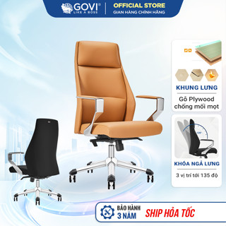 Ghế giám đốc Govi Titan T09 Da Microfiber sang trọng, Tay vịn bằng thép mạ Crom