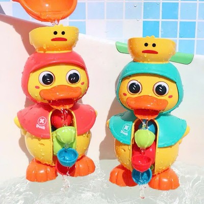 Đồ Chơi Nhà Tắm Thác Nước Vịt Vàng Gắn Tường Có Kèm Gáo Nước Dễ Thương Cho Bé Chơi Khi Tắm