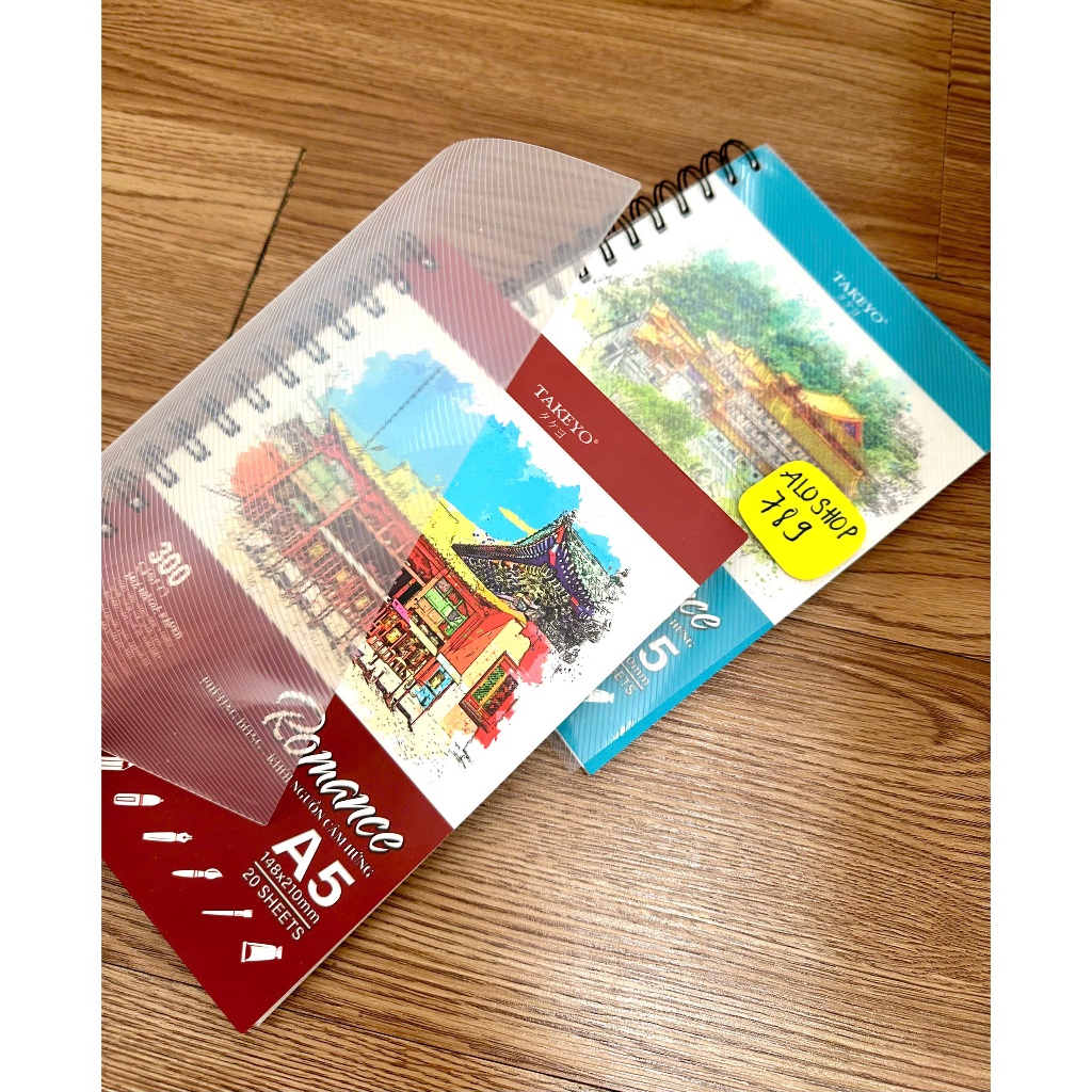 Sổ Vẽ Lò Xo Bìa Nhựa Romance Size A5-A4-A3 Định Lượng Giấy Dày 200gsm-300gsm
