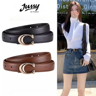 Thắt Lưng Nữ Bản Nhỏ Ngang 2,5cm Mặt Khóa Chữ C Vàng Ánh Kim Cao Cấp JTL42 Jussy Official Dây Nịt Nữ Da Pu Dài 105cm
