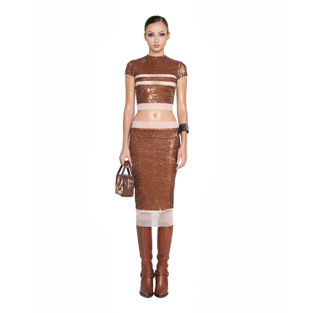 LSOUL Set Áo Croptop  Cutout Xuyên Thấu + Chân Váy Ôm Body Cá Tính Ying Set A25022804 CV25020714