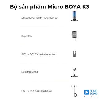 Micro thu âm BOYA K3 USB chính hãng phân phối
