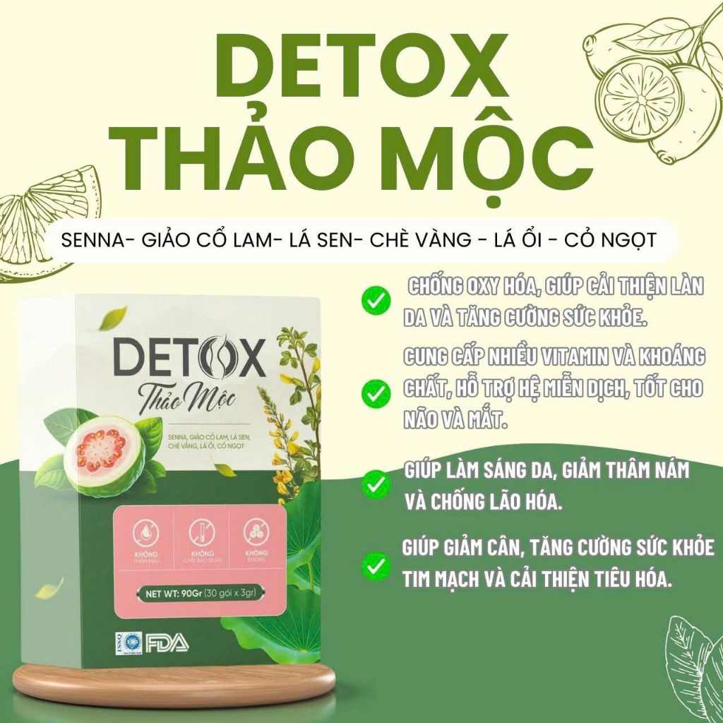 Trà detox lá ổi Thảo Mộc body Giảm Cân (Hỗ trợ giảm cân, nhuận tràng, đốt cháy mỡ thừa) Hộp 30 gói