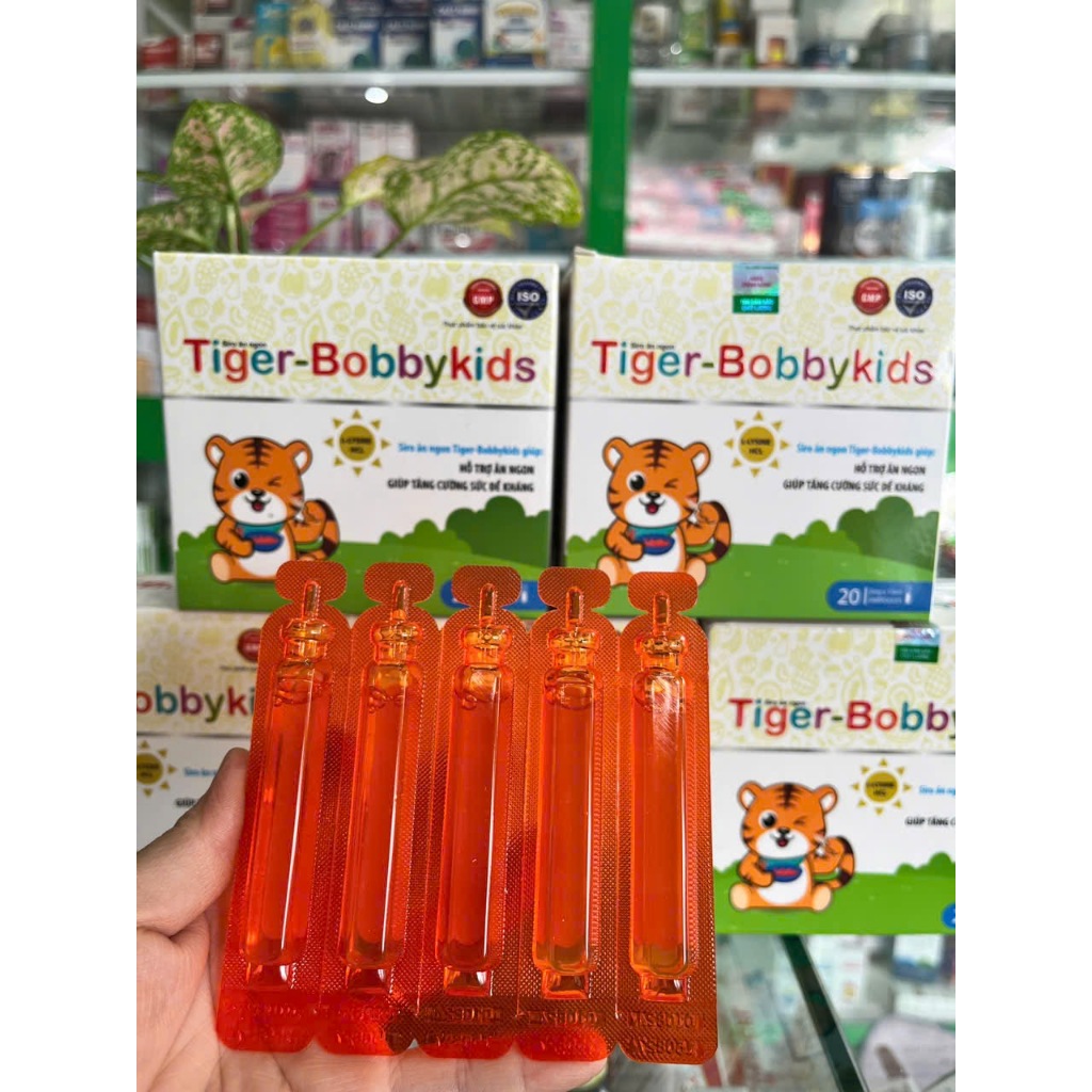 Siro ăn ngon Hổ Tiger-BobbyKid với Yến sào, sữa non, men bia và 3 tác động - Hộp 20 ống - NT Bình An