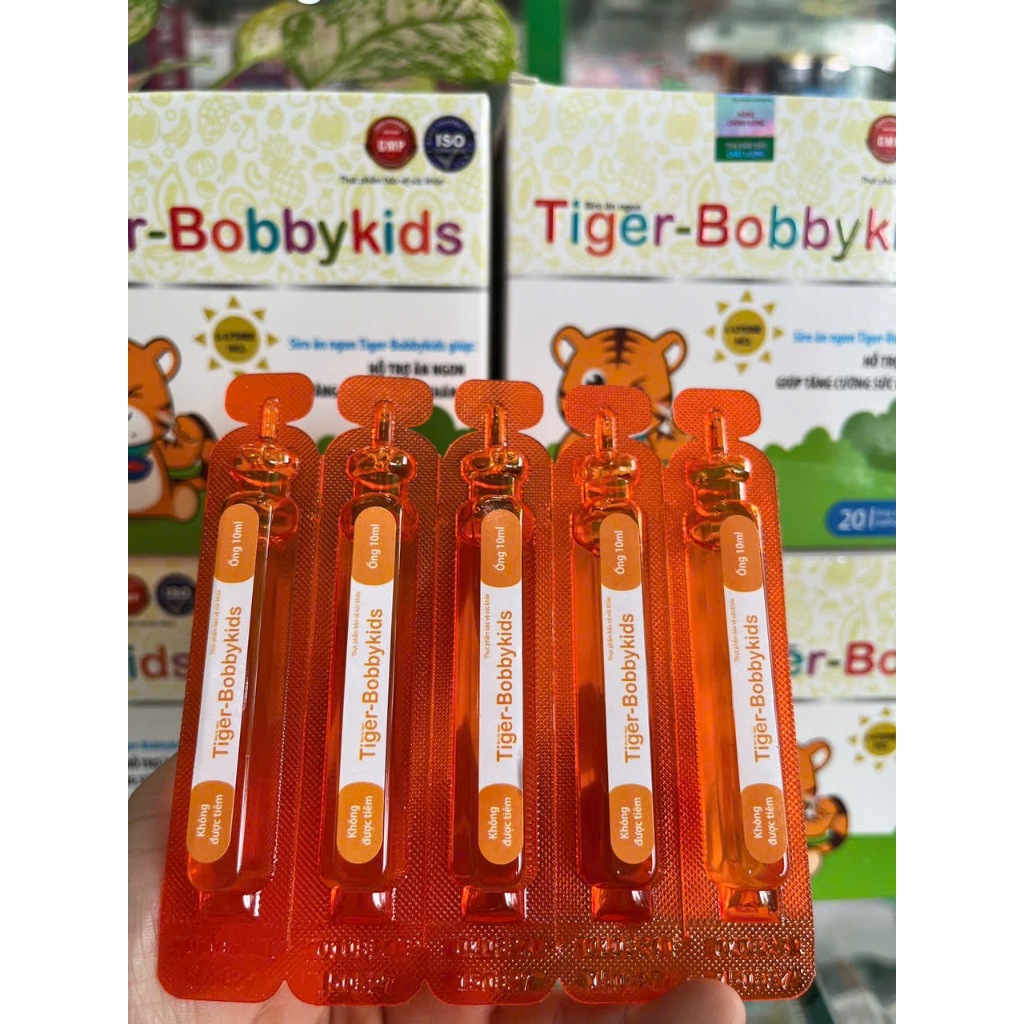 Siro ăn ngon Hổ Tiger-BobbyKid với Yến sào, sữa non, men bia và 3 tác động - Hộp 20 ống - NT Bình An
