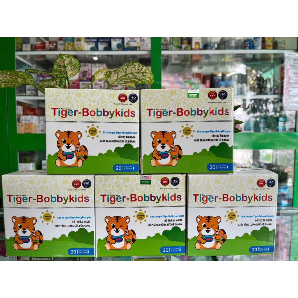 Siro ăn ngon Hổ Tiger-BobbyKid với Yến sào, sữa non, men bia và 3 tác động - Hộp 20 ống - NT Bình An