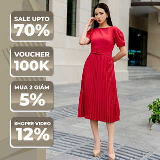 Đầm liền nữ S.PEARL thiết kế tay bồng có thắt đai tôn dáng - 24LF3B6898068