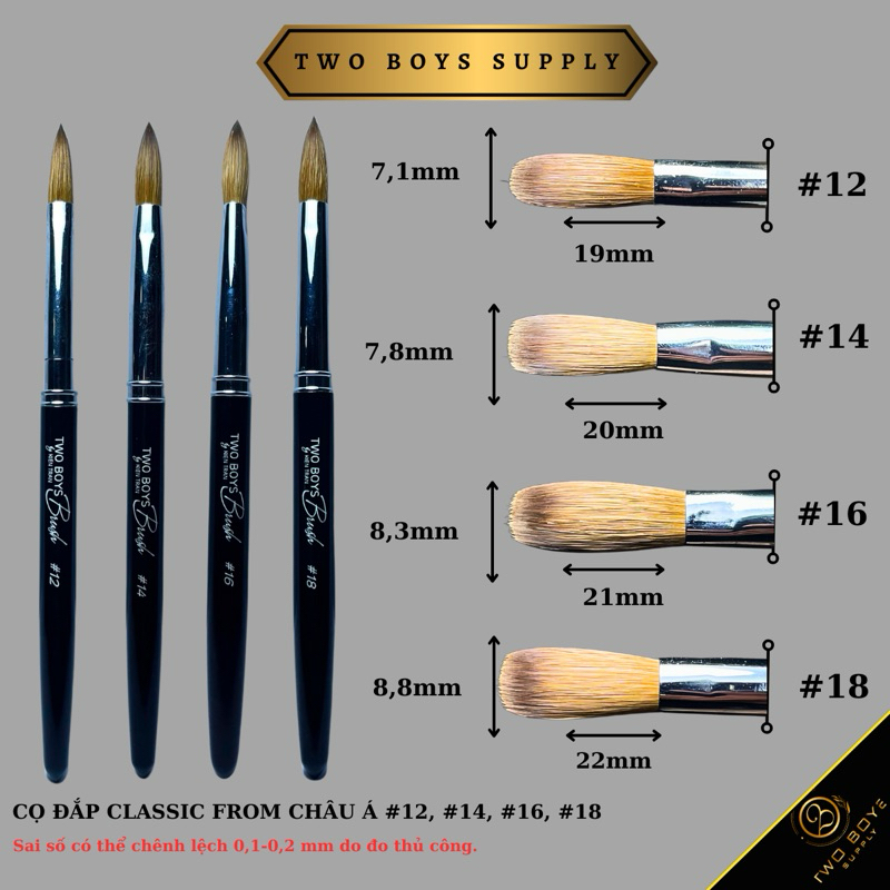 CỌ ĐẮP bột TWO BOYS LÔNG CHỒN THẬT SỐ 12-14-16-18