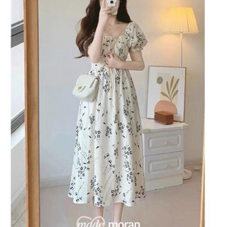 ĐẦM TIỂU THƯ CỔ VUÔNG TAY BỒNG HOA NHÍ ĐEN BG