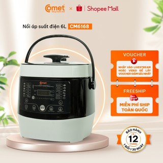   Hỏa tốc 4H HCM HN  Nồi áp suất điện tử 6Lít COMET 12 chức năng Van an toàn Ngắt khi quá nhiệt-CM6168 