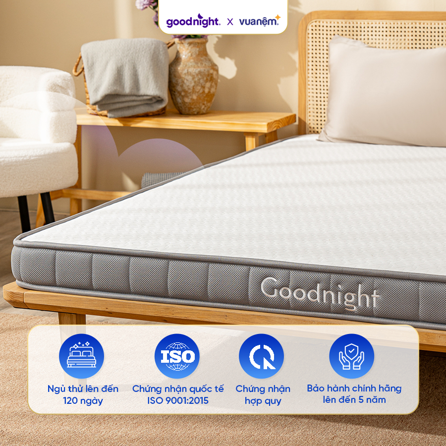[TẶNG SET GA 3 MÓN] Nệm Cao Su Foam Vua Nệm Goodnight Latex Hybrid 10cm, Đệm Cao Su Thiên Nhiên, Nệm Gia Đình | BigBuy360 - bigbuy360.vn