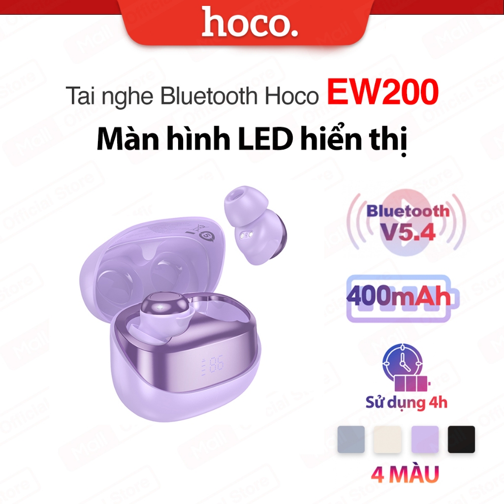 Tai nghe Bluetooth V5.4 Hoco EW200 màn hình LED hiển thị, pin 400mAh, Âm thanh sống động, tương thíc