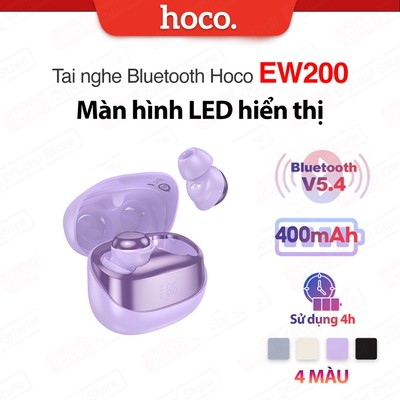 Tai nghe Bluetooth V5.4 Hoco EW200 màn hình LED hiển thị, pin 400mAh, Âm thanh sống động, tương thích nhiều thiết bị