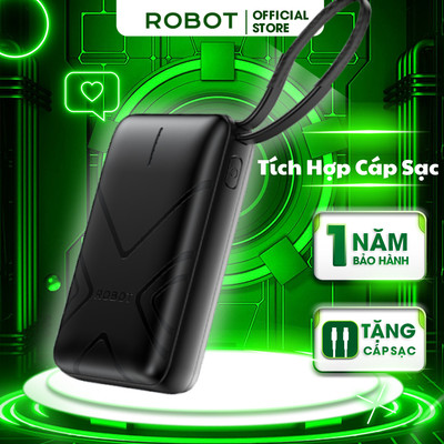 Tích Hợp Cáp Sạc TypeC Trên SDP ROBOT RT17 Cổng Ra USB 10000mAH Sạc Đồng Thời được 2 Thiết Bị - Bảo Hành 1 Năm