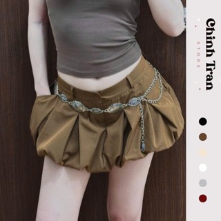 Quần Giả Chân Váy Short Ngắn Đùi Nữ Bí Phồng Cạp Trễ Y2K Phối Ren Viền Quần Đùi Nữ Daily Me - Q18