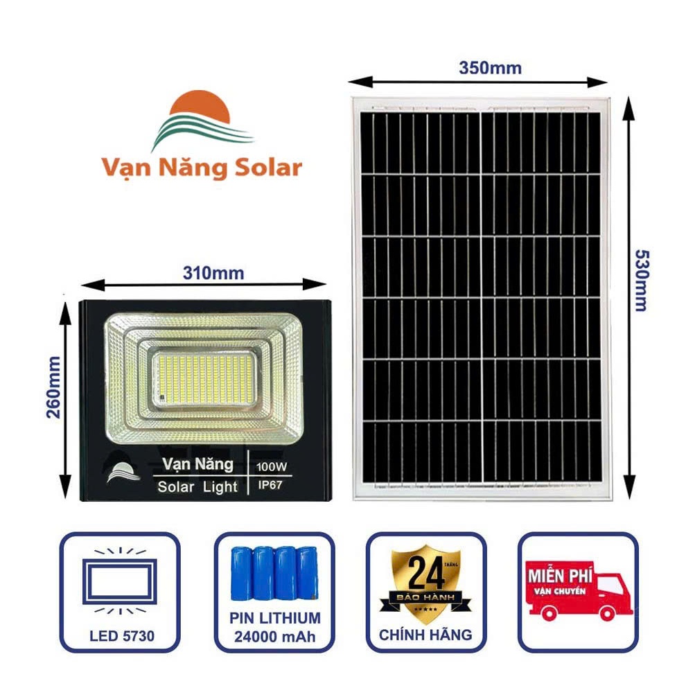 Đèn Pha Năng Lượng Mặt Trời 100W