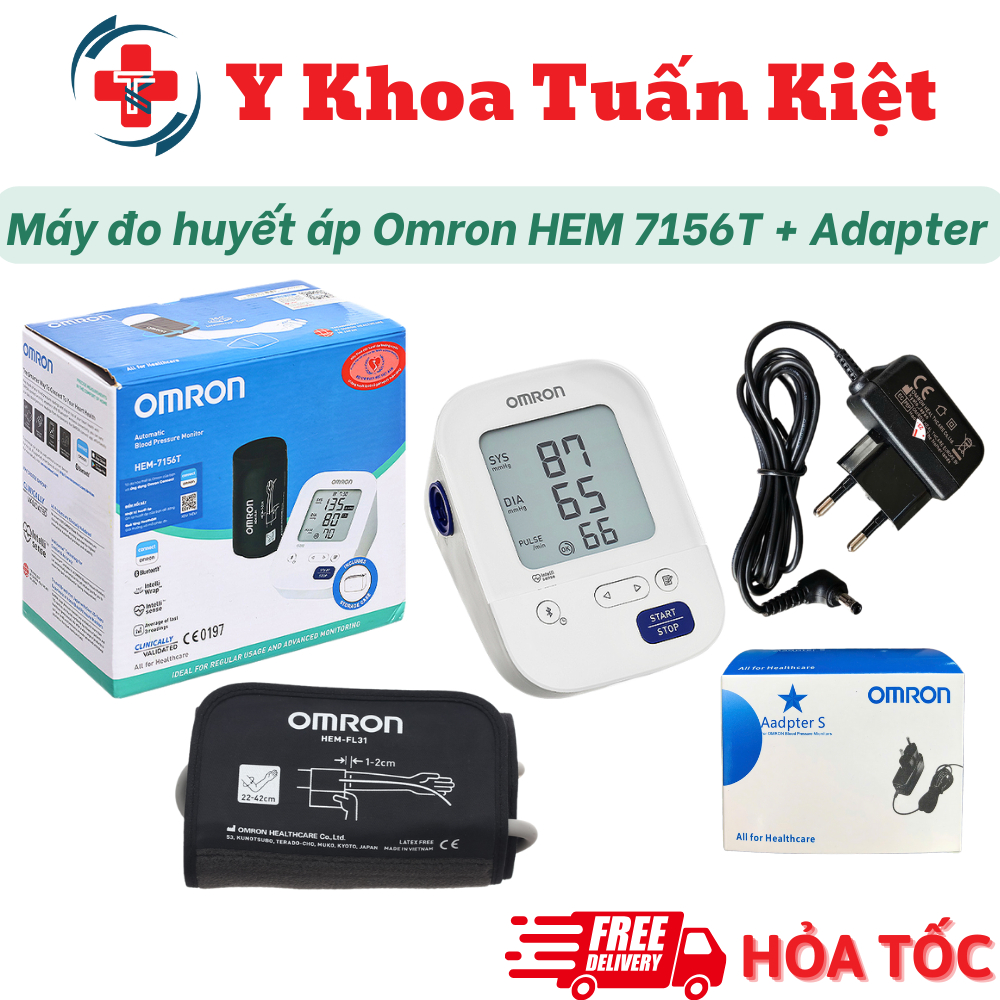 ✅ Máy đo huyết áp Omron HEM-7156T kèm bộ đổi điện