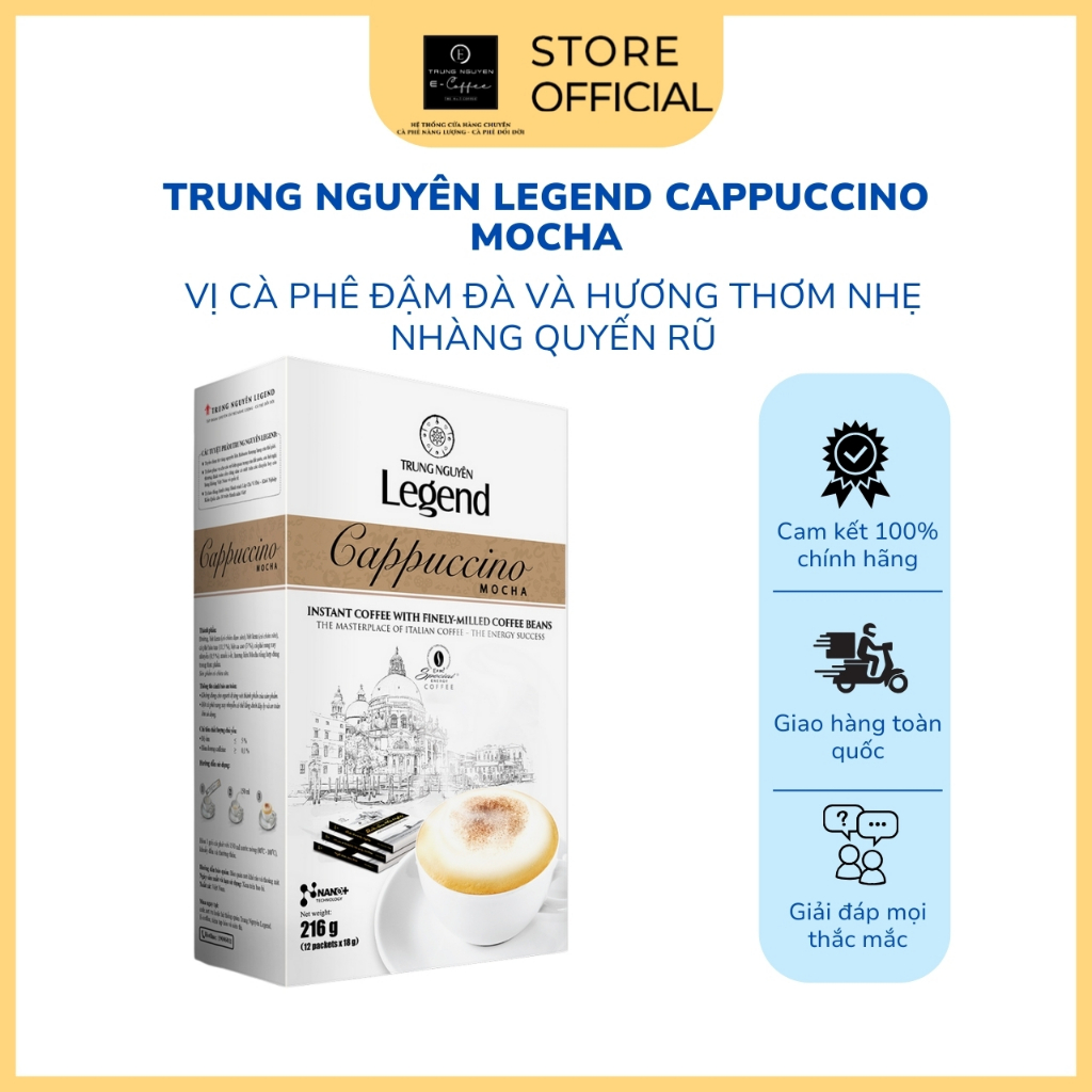 Cà Phê Hòa Tan Trung Nguyên Legend Cappuccino Mocha – Hộp 12 Gói – Cà Phê Vị Mocha