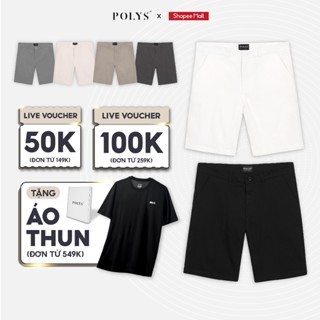 Quần short nam POLYS Fullbox vải Kaki Cotton dày dặn, co giãn Form Regular Quần Short Kaki Nam