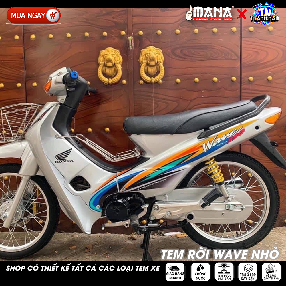 Tem rời xe wave nhỏ , tem dán xe wave  xe bạc trắng, team xe wave cực chất decal dán xe bền màu chống thấm nước