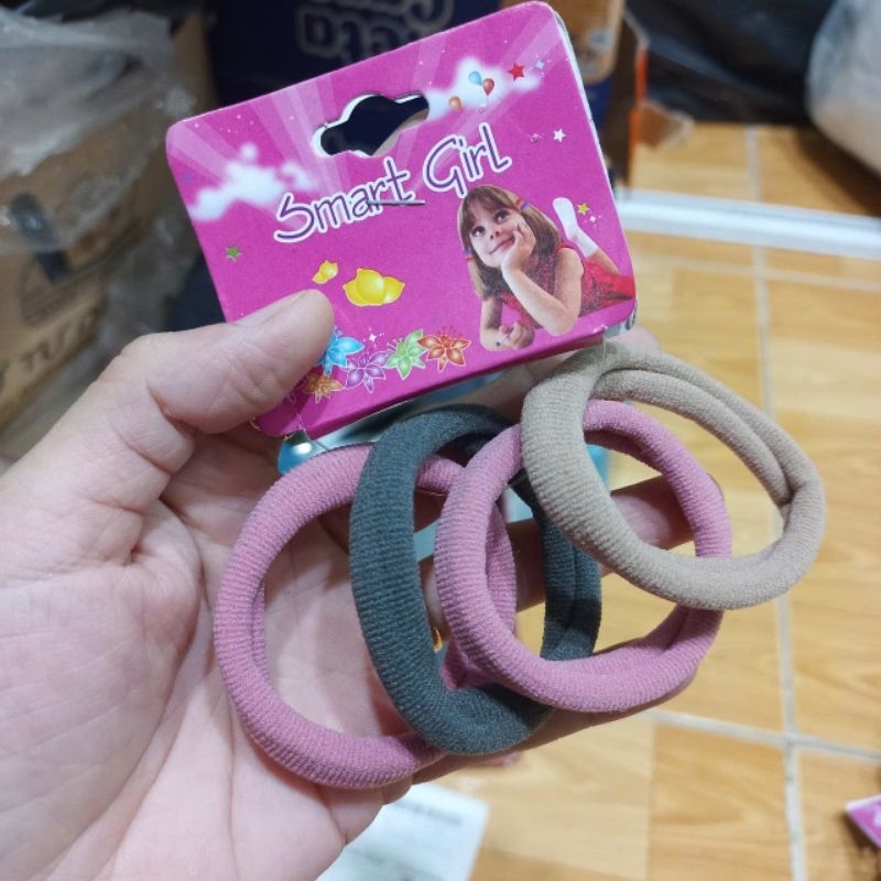 Vỉ 4 thun cột tóc mềm mịn màu nhu (bản 1cm,thun rộng 5cm)