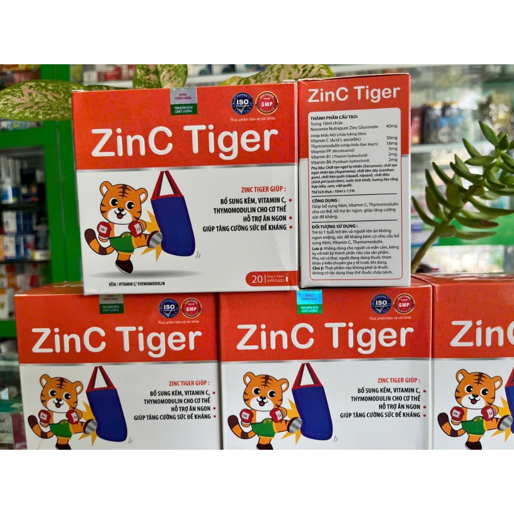 Kẽm Hổ Tiger ZinC - Siro kẽm hữu cơ tinh khiết giúp ăn ngon, tăng đề kháng - Hộp 20 ống - NT Bình An