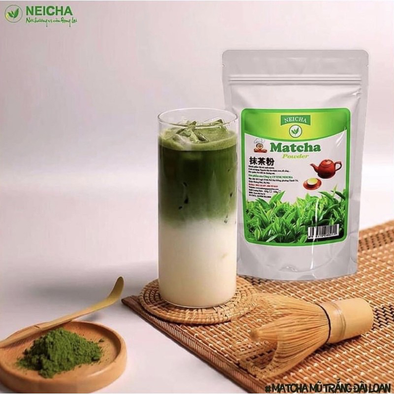 Bột trà xanh Neicha 50gr,100gr chia lẻ từ gói nguyên 500gr- Bột trà xanh đậm đặc thơm ngon dùng trong làm bánh, pha chế