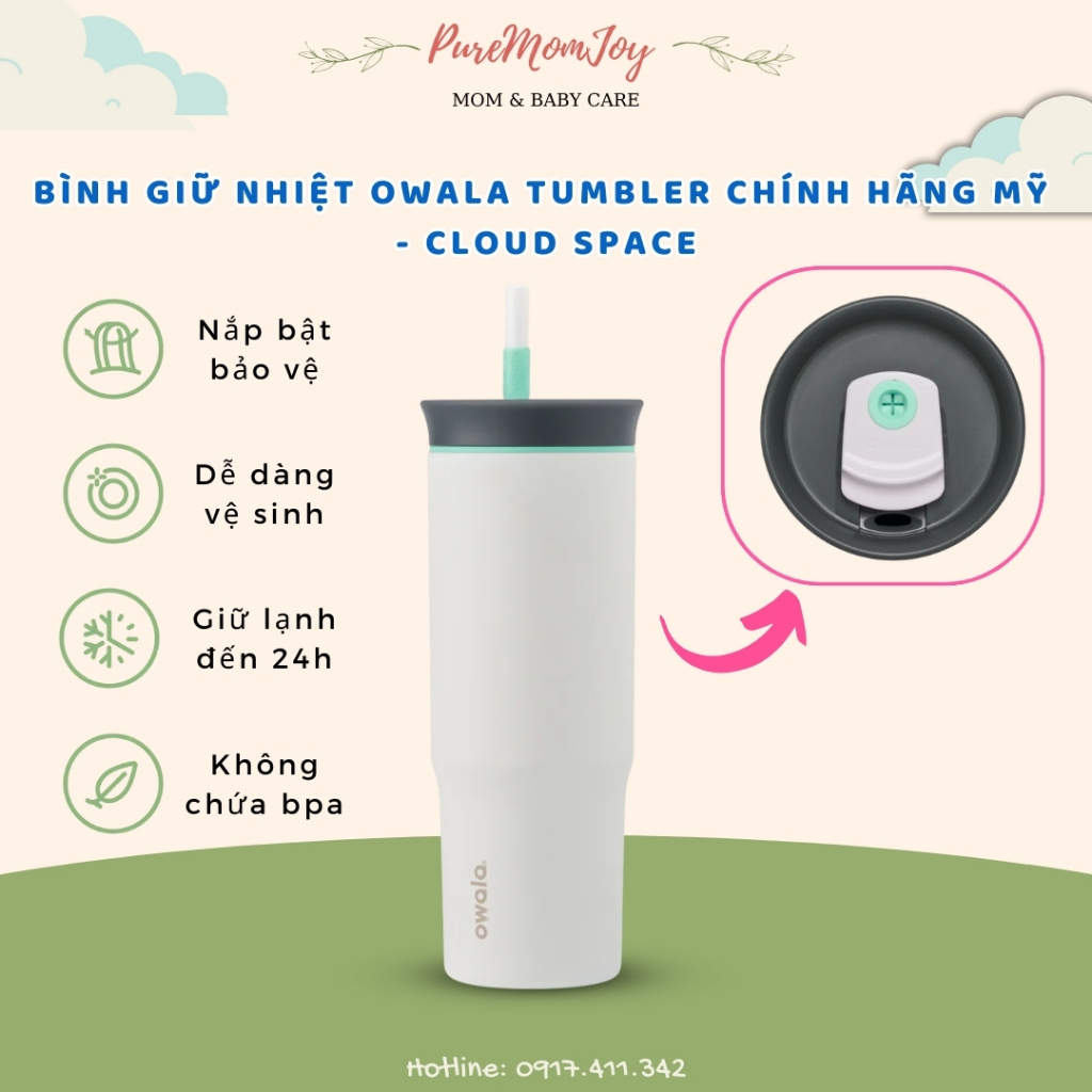 [Hàng Sẵn] BÌNH GIỮ NHIỆT OWALA Tumbler CHÍNH HÃNG MỸ - Cloud Space 710 ml