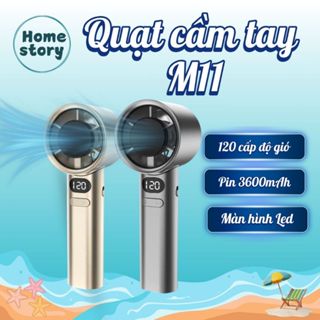Quạt mini cầm tay 100 cấp độ gió Sử Dụng Động Cơ Turbo Quạt cầm tay nhỏ gọn tiện lợi Dung lượng pin lớn 3600mAh