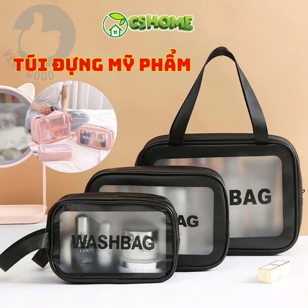 Túi đựng mỹ phẩm du lịch CSHome đựng đồ trang điểm sang trọng tiện dụng Washbag trong suốt chống thấm nước tiện dụng HL8