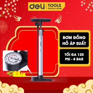 Bơm Xe Đạp Xe Máy Deli Tools Tích Hợp Đồng Hồ Áp Suất Tối Đa 120psi Nhỏ Gọn Dễ Dàng Mang Theo Mọi Nơi DL880005