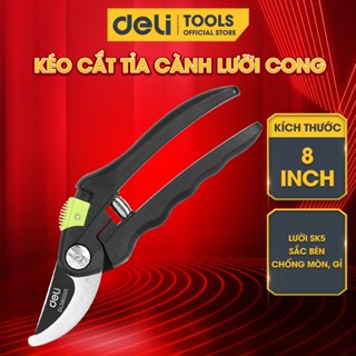 Kéo Cắt Tỉa Cành Cây Deli Chính Hãng 8inch - Lưỡi Thép Sắc Bén, Siêu Bền, Tay Cầm Đệm Cao Su An Toàn, Chắc Chắn DL580201