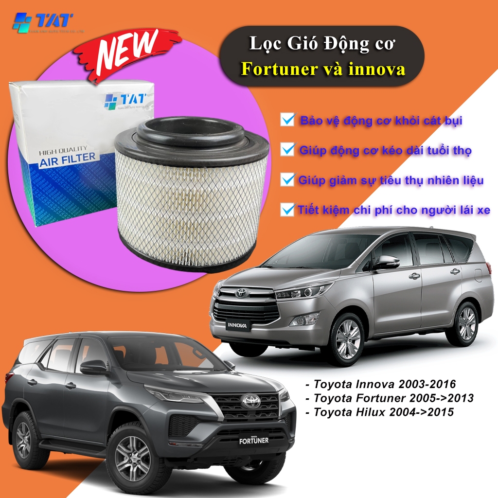 Lọc gió động cơ Toyota Fortuner, innova, Hilux mã: (17801-0C010) - TAT Filter