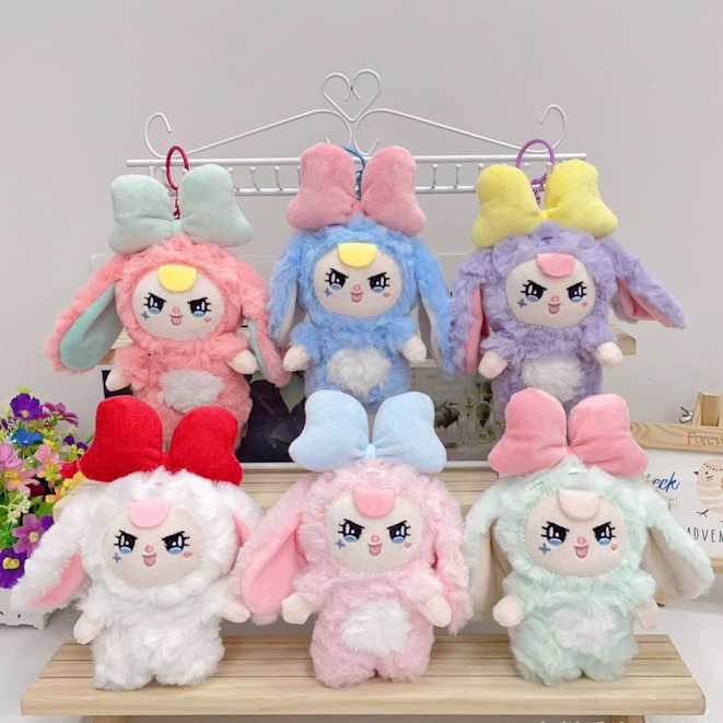 { Tặng Sticker BB3} BabyThree Thỏ Nơ Móc Khoá Bông Hàng Tuyển Loại 1, Full Màu, Móc Khoá, Trang Trí 