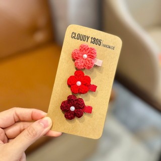 Bộ kẹp tóc len cho bé dễ thương handmade by Cloudy's mami