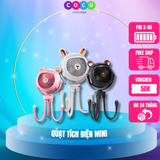  Quạt kẹp xe đẩy quạt mini tích điện để bàn tiện dụng mang đi quạt trên ô tô có đèn ngủ 