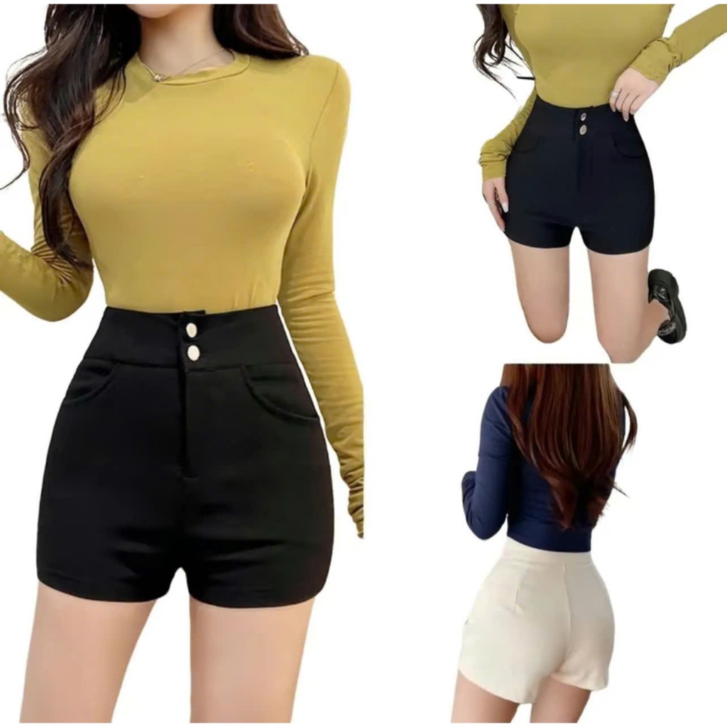 Quần Đùi Nữ,Quần Short Cạp Cao 2 Khuy chất Umi hàn Co Giãn 4 Chiều | BigBuy360 - bigbuy360.vn