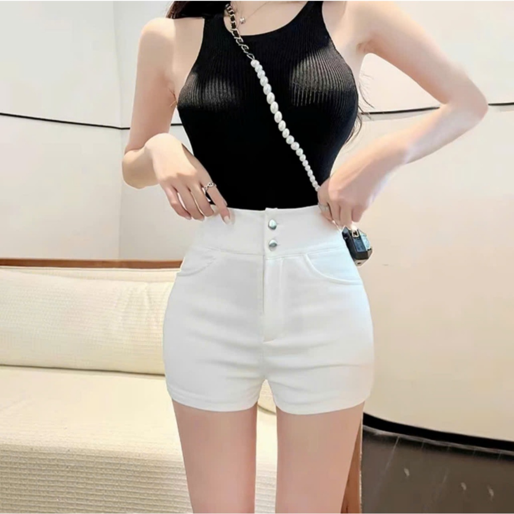 Quần Đùi Nữ,Quần Short Cạp Cao 2 Khuy chất Umi hàn Co Giãn 4 Chiều | BigBuy360 - bigbuy360.vn