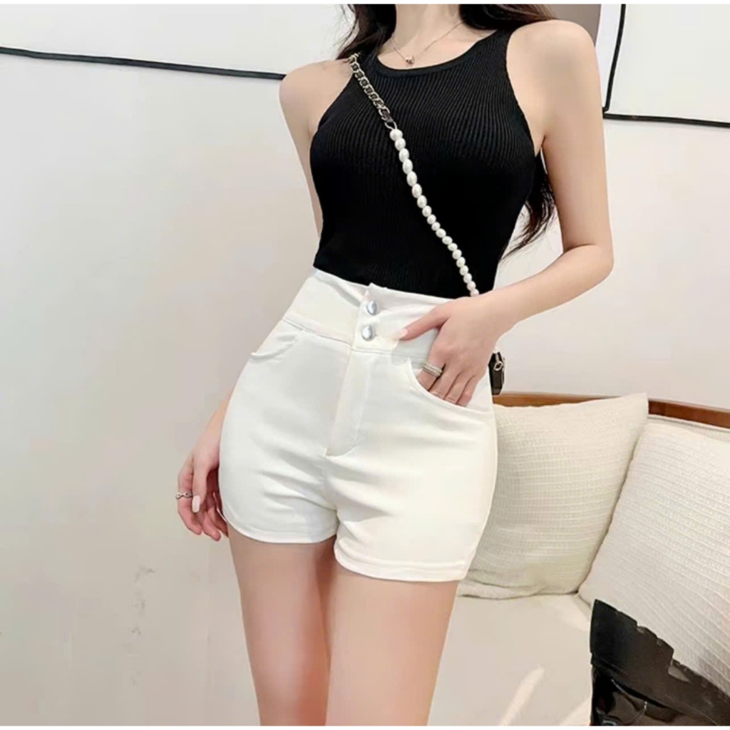 Quần Đùi Nữ,Quần Short Cạp Cao 2 Khuy chất Umi hàn Co Giãn 4 Chiều | BigBuy360 - bigbuy360.vn
