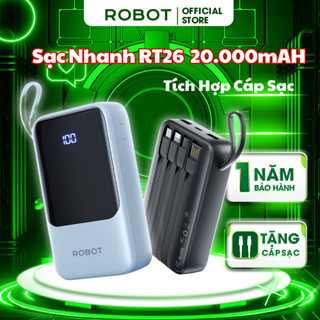  Cốc Sạc  Sạc Tích Hợp 4 Dây Sạc 20000mAh ROBOT RT18 RT26 Tiện Dụng  Sạc Ra Đồng Thời 6 Cổng - Bảo Hành 1 Đổi 1 