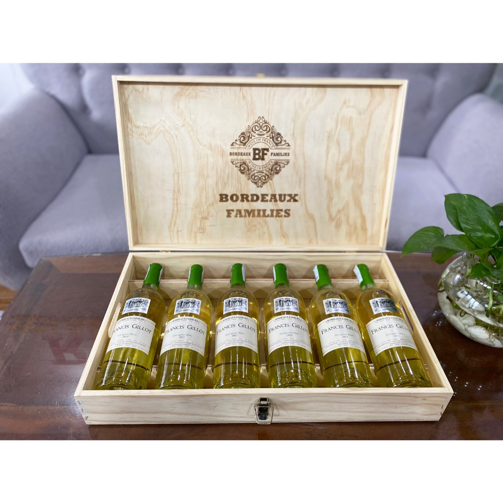 Set quà tặng cao cấp 6 chai vang Pháp Francis Gillot Sauvignon Blanc (vang trằng)