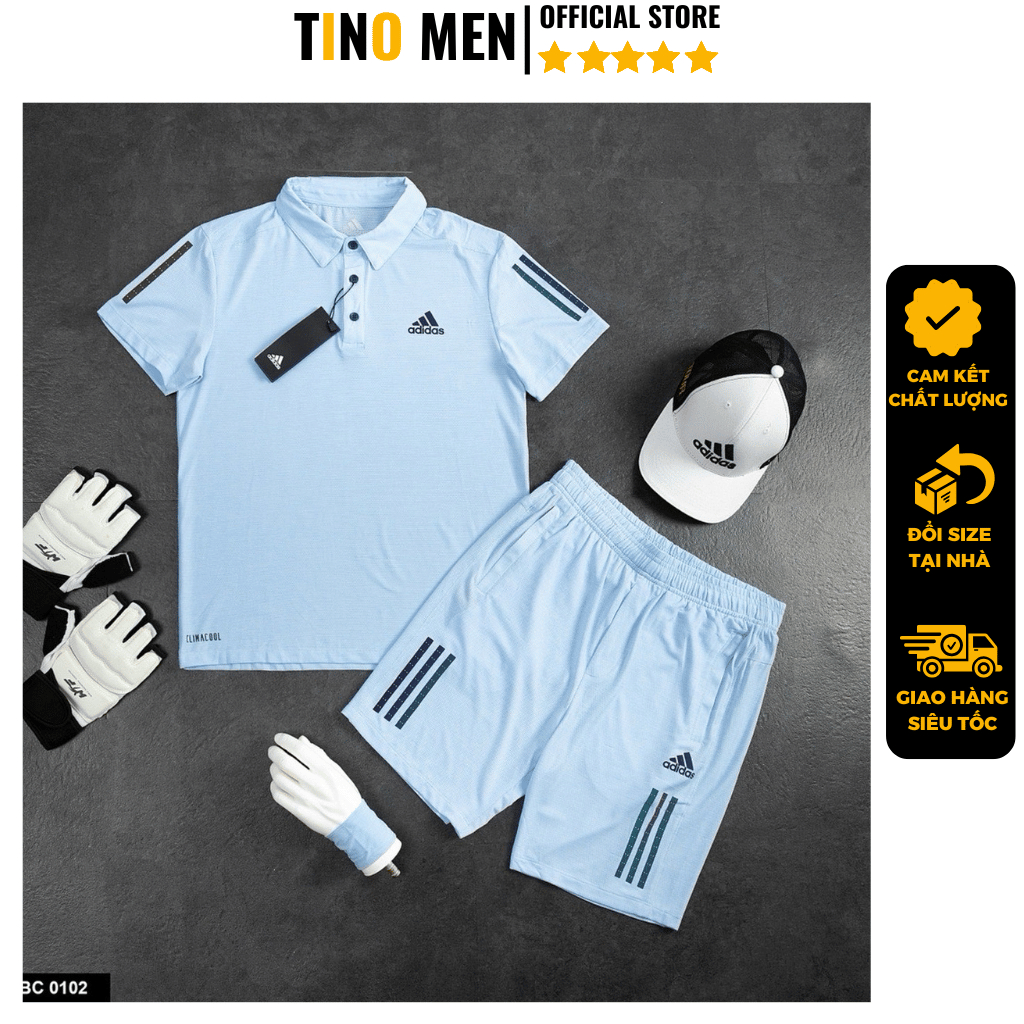 Bộ thể thao nam Adidas cao cấp mùa hè chất mát chuẩn phom xịn đẹp Tinomen TH6-T682 Set thể thao nam 