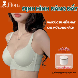 Áo lót đúc su trơn mút mỏng bigsize không gọng FLORA nâng đỡ bản to áo ngực nữ cho vòng 1 lớn chống chảy xệ BRA01