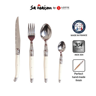Bộ dao thìa dĩa inox 304 Laguiole Pháp cán nhựa màu trắng Ivory | Sa Maison x Jean Dubost